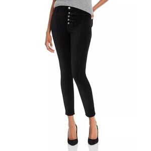 7 for all Mankind NWT Black Velvet High Waist Ankle Skinny Exposed Button Pants